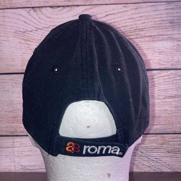 Mens A.S Roma Official Merch Hat Black& Orange Distressed - Picture 4 of 9